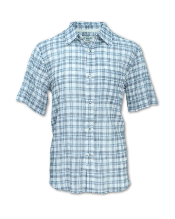 Men's Lightweight Cotton Seersucker Plaid Shirt