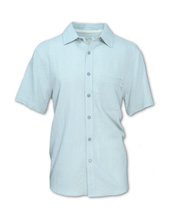 Men's Short Sleeve Cotton-Rayon Seersucker Shirt