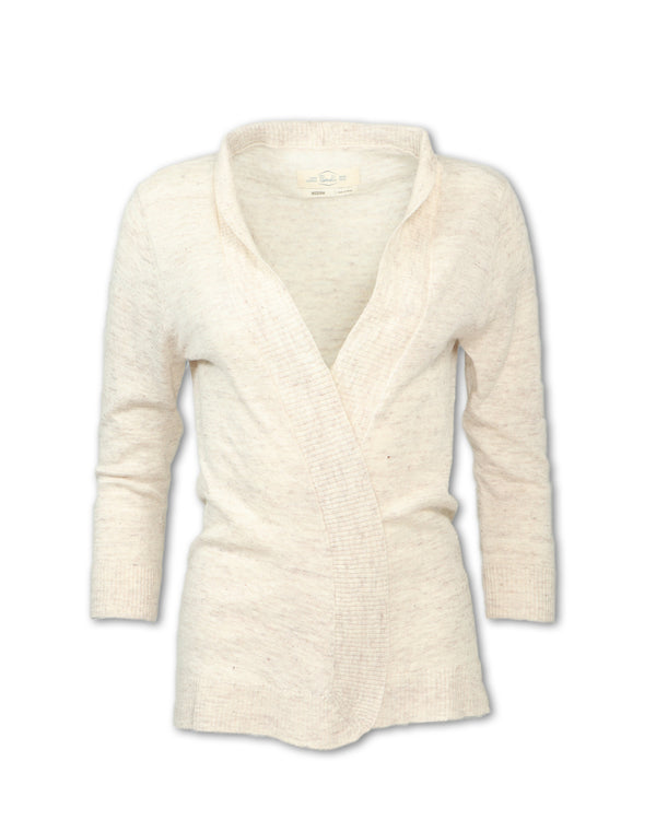 Heathered Flax Blend Knit Cardigan