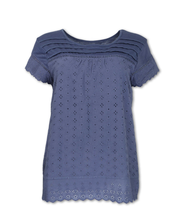 Women's Short Sleeved Eyelet Tee