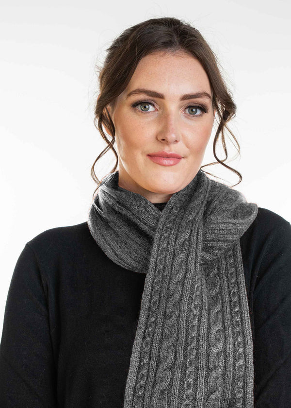 NZ Brushtail Possum Cable Knit Keyhole Scarf