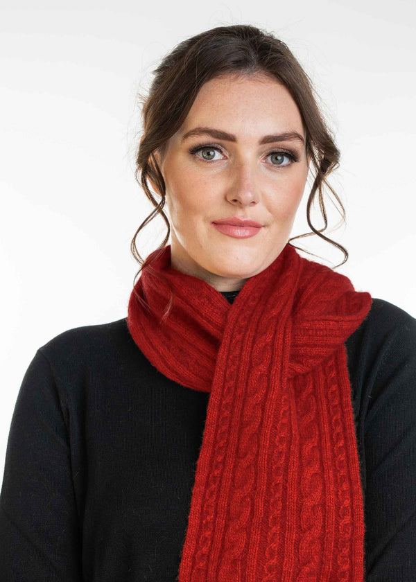 NZ Brushtail Possum Cable Knit Keyhole Scarf