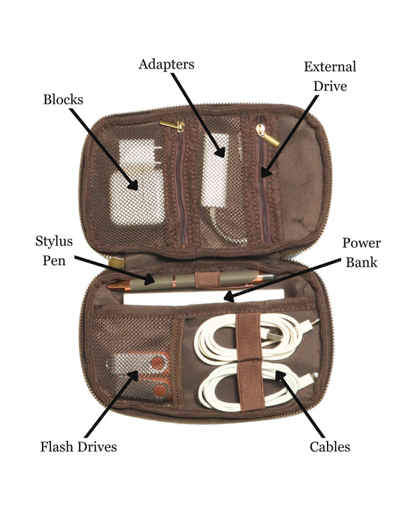 Waxed Canvas Electronic Accessories Organizer