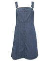 Pinstripe Denim Overall Dress