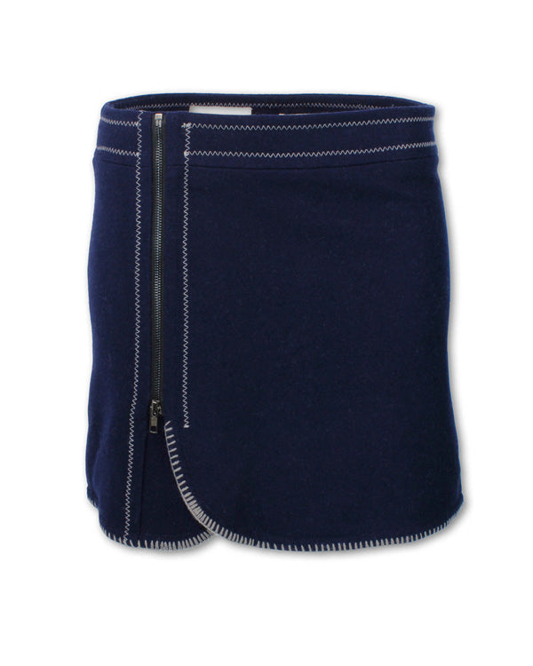 Blanket Stitch Wool Zip Skirt