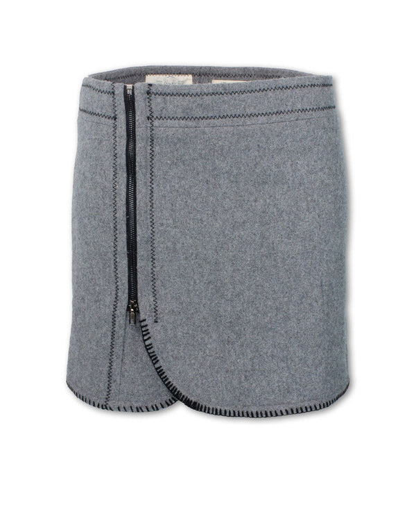 Blanket Stitch Wool Zip Skirt