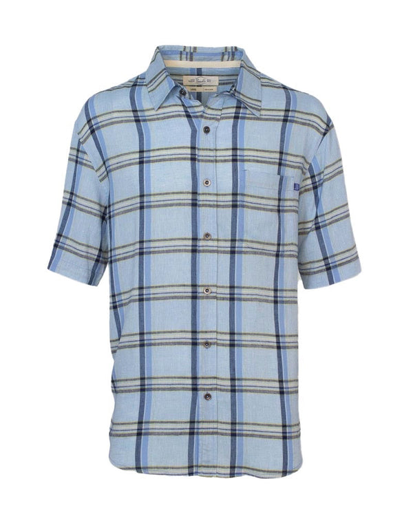 Men's Short Sleeve Linen Blend Plaid Shirt