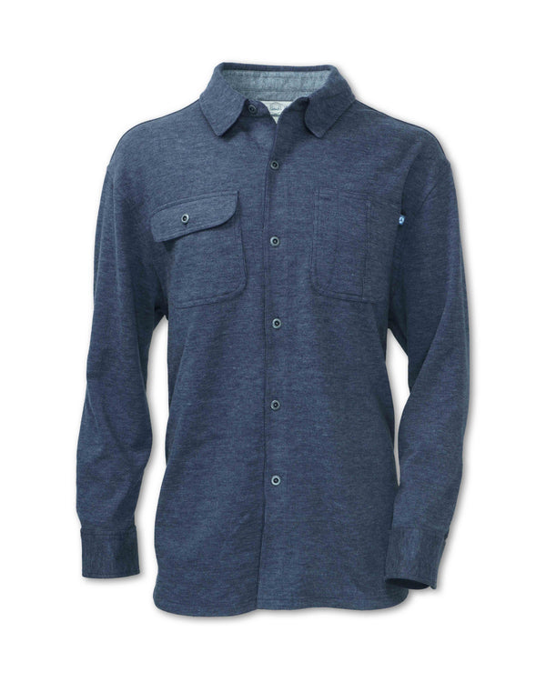 HEATHERED FLEECE BUTTON UP SHIRT