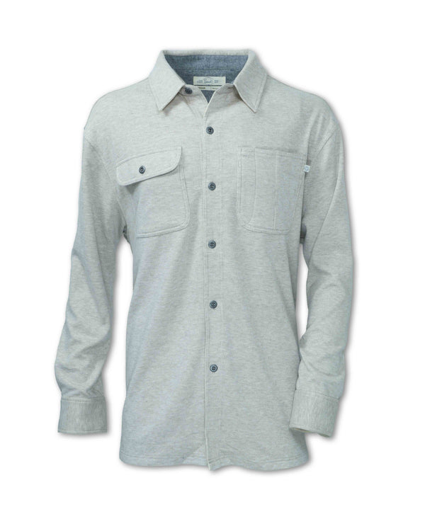 HEATHERED FLEECE BUTTON UP SHIRT