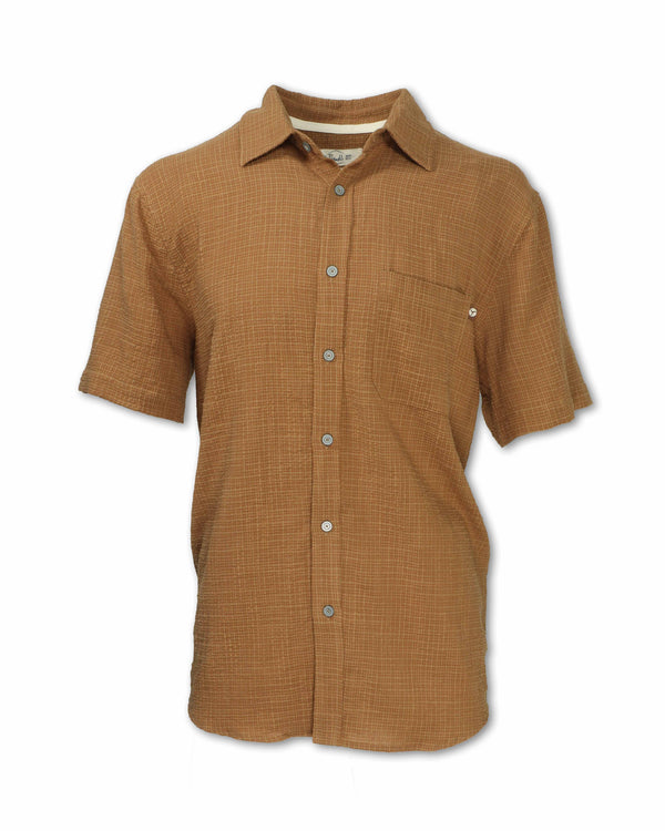 Men's Short Sleeve Cotton-Rayon Seersucker Shirt