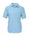 Men’s buttery soft 4-way stretch quick-dry shirt in blue plaid color with a classic men's sportswear fit.