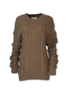 WOMENS MERINO WOOL BLEND CABLE KNIT SWEATER