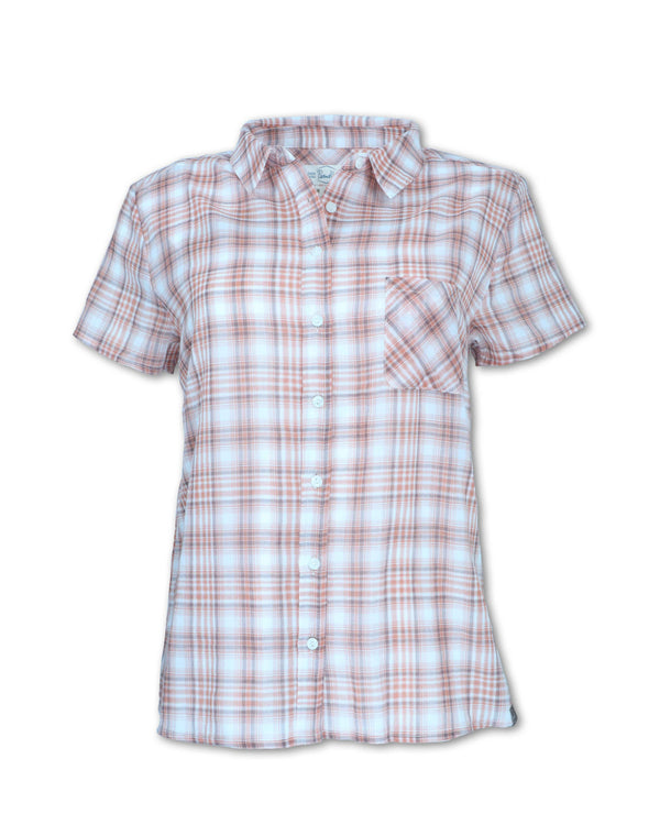 Women's Short Sleeved Madras Plaid Shirt