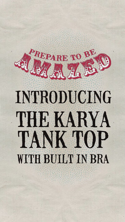 Video showing the design Karya Tank Top with built in shaped bra cup bra.