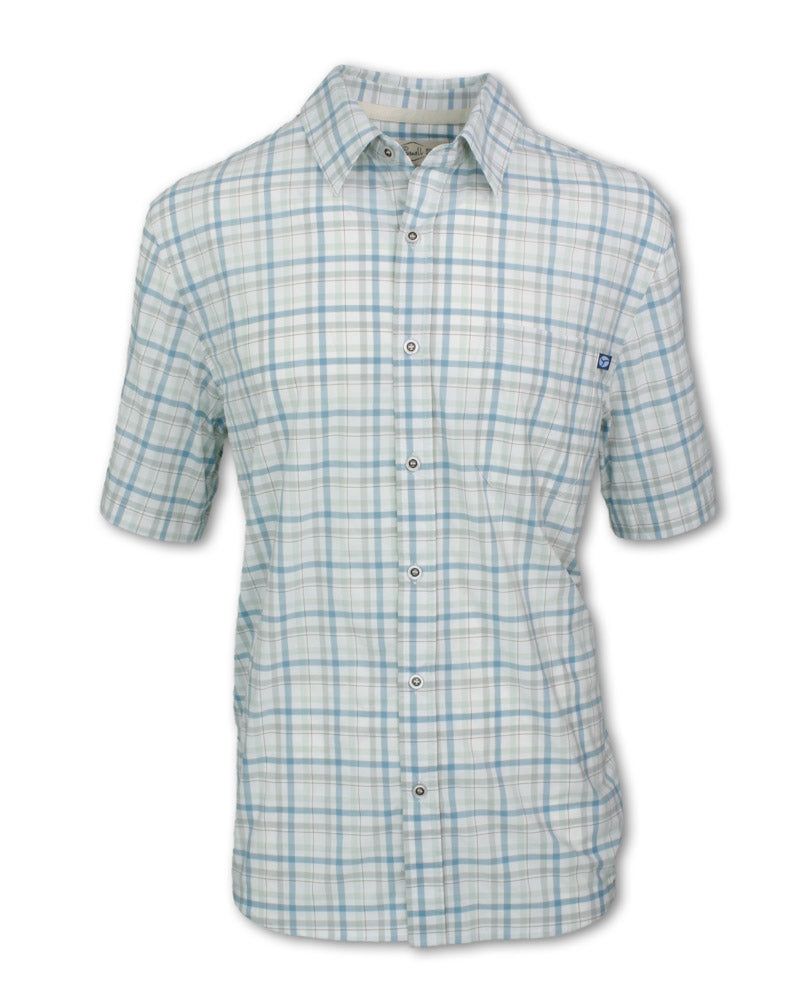 Purnell Shortsleeved 4Way Stretch Quick Dry Buttonup Shirt Mens Light Blue S