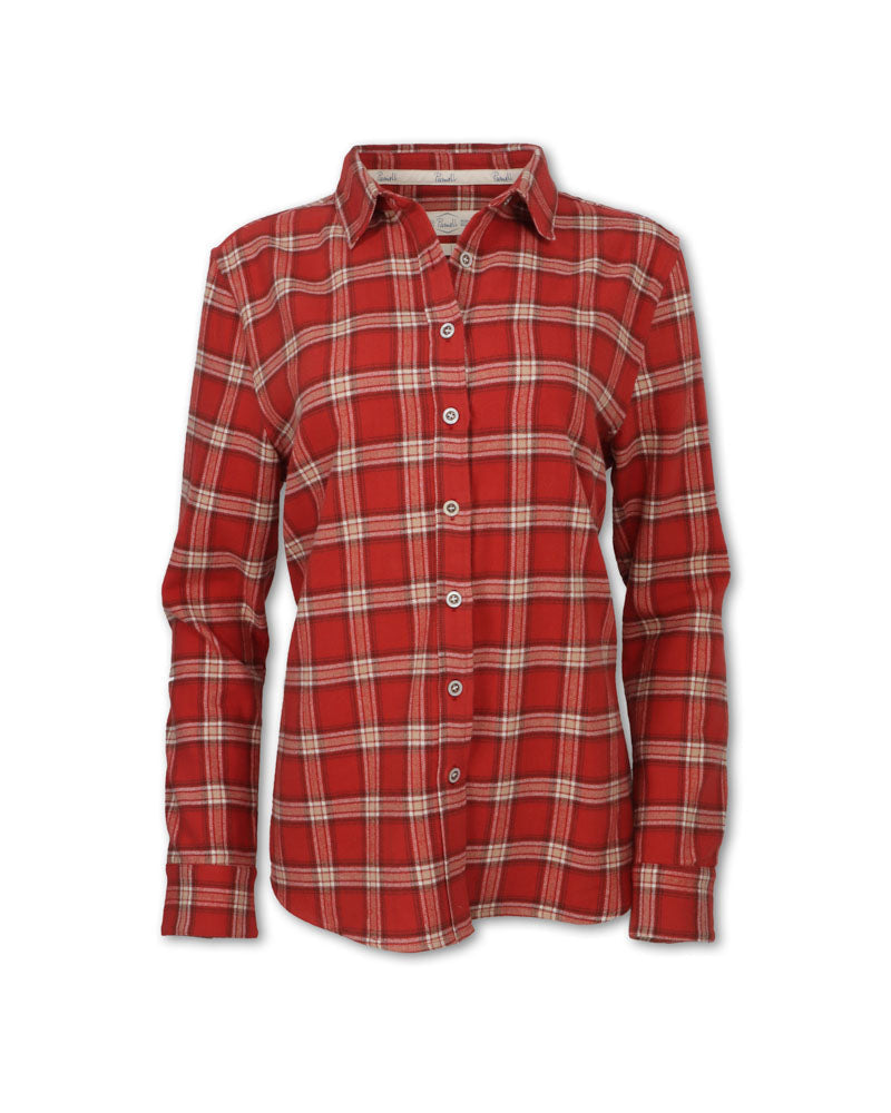 ladies red plaid flannel shirt
