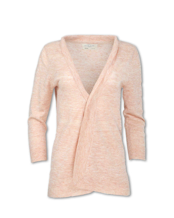 HEATHERED FLAX BLEND KNIT CARDIGAN